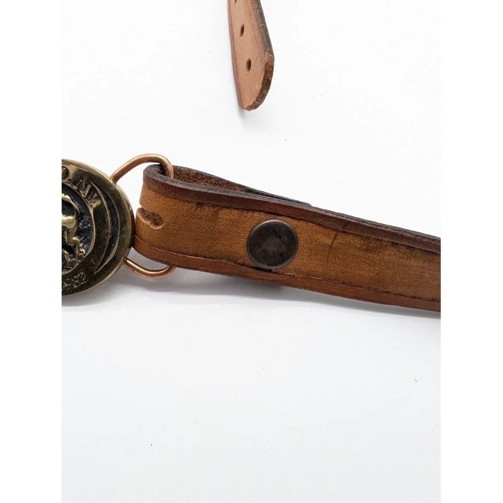 Vtg Heritage Mint Buffalo NY 1982‎ Solid Bronze Leather Belt Buckle 34